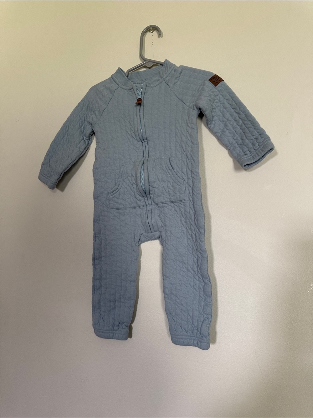 Carters Light Blue Quilted Baby One-Piece Zip Romper